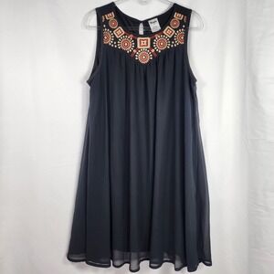 Wrangler Embroidered Sleeveless Shift Mini Dress Indie Boho Western Women Medium